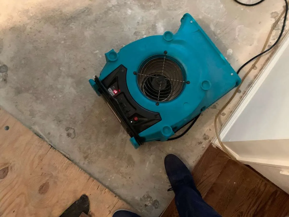 Air mover drying subfloor during Leak Detection & Repair in Fort Bliss