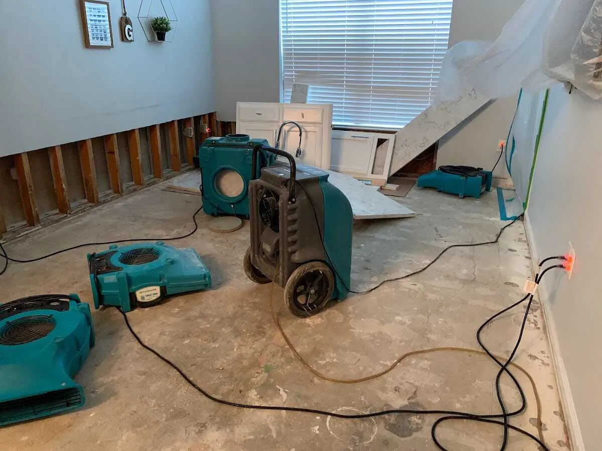 Dehumidifier in flood-cut room for Water Damage Restoration in Fort Bliss